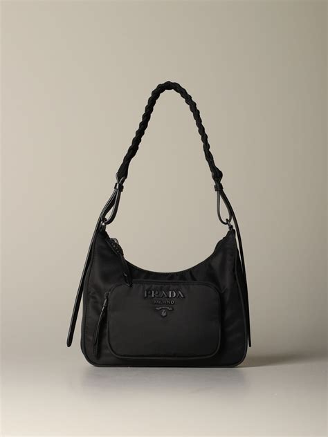 prada black shoulder bag exterior zippers|Black Medium Re.